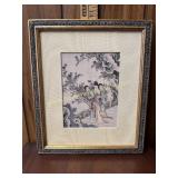 Art deco Japanese Nippon print geishas on stairs