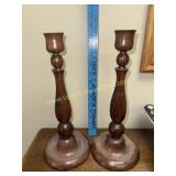 Pair of wooden candle holders