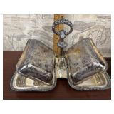 1930s silver plate mechanical double serving