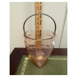 Pink depression etched ice bucket