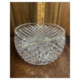 Heavy diamond cut crystal bowl with sawtooth rim