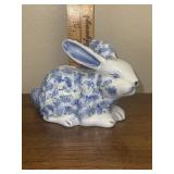 Andrea blue and white porcelain rabbit coin bank