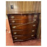 Mahogany Bassett bow front serpentine chest of
