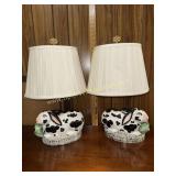 Pair of chelsea house porcelain rabbit lamps