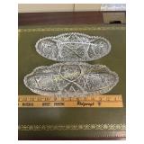 2 heavy cut crystal oblong dishes