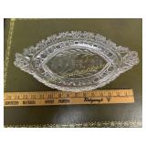Heavy cut crystal etched flowers tray