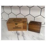 2 small wooden boxes