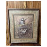 Framed pair of Bob white quail print by Robert