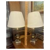 Pair of brass lamps