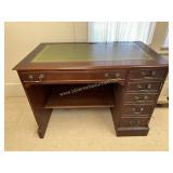 Mahogany green leather inlay top desk