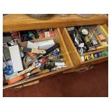 2 drawers of misc tools, hardware and handyman