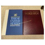 Vintage world atlas book and United States book
