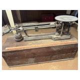 3ft heavy antique scales cast iron with original