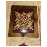 Handmade lace doily in antique frame