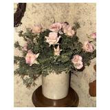 Small stoneware crock with artificial arrangement