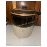 No3 stoneware slip glaze crock with lid
