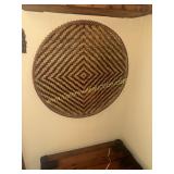 Large vintage woven basket boho wall art