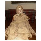 Antique Horsman composition baby doll in crochet