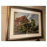 Framed water mill print