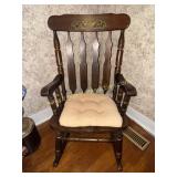 Hard pine rocking chair with gold stencil
