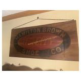 Antique wooden Hamilton shoe company advertising