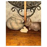 3 rabbit figurines