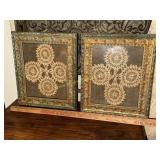 Pair of framed doilies