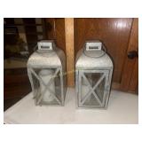 Pair of galvanized lanterns