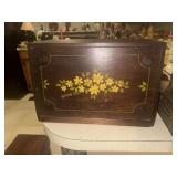 Vintage hand painted wooden breadbox dovetail