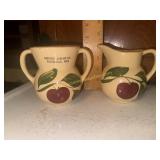Watt pottery apple rare open sugar bowl and cream