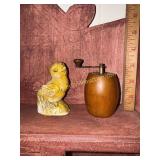 Chalk baby chick and pepper grinder mill