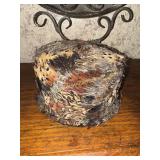 1950s pheasant feather pillbox ladies hat