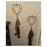 Vintage homeco cottage core heart wall hooks with