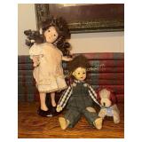 Small Vintage composite boy and girl dolls hand