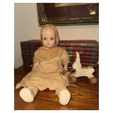 Antique Horsman composition baby doll with pull
