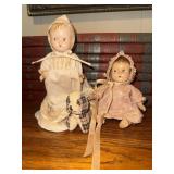 2 small vintage composite dolls handpainted faces