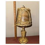 Art nouveau cast iron boudoir lamp with slag