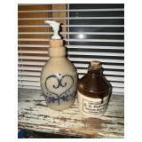 Stoneware small bottle and soap dispenser