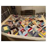 Hand sewn scrappy string quilt great shape