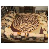 Hand stitched diamond circle quilt-one square