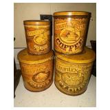 Vintage country style metal nesting canisters for