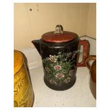 Hand painted aluminum coffee pot