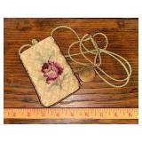 Vintage small needlepoint purse and Duberry rouge