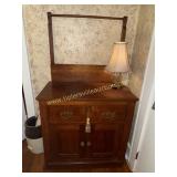 Antique oak wash stand with towel bar