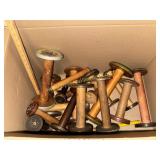 Collection of wooden textile spools