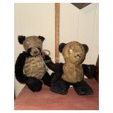 Vintage panda teddy bear and friend