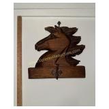 Wood carved folk art horse head coat hook