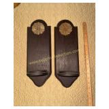 Pair of wood wall sconces