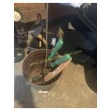 Small garden tools and hatchet