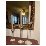 3 Czech Republic crystal candle holders